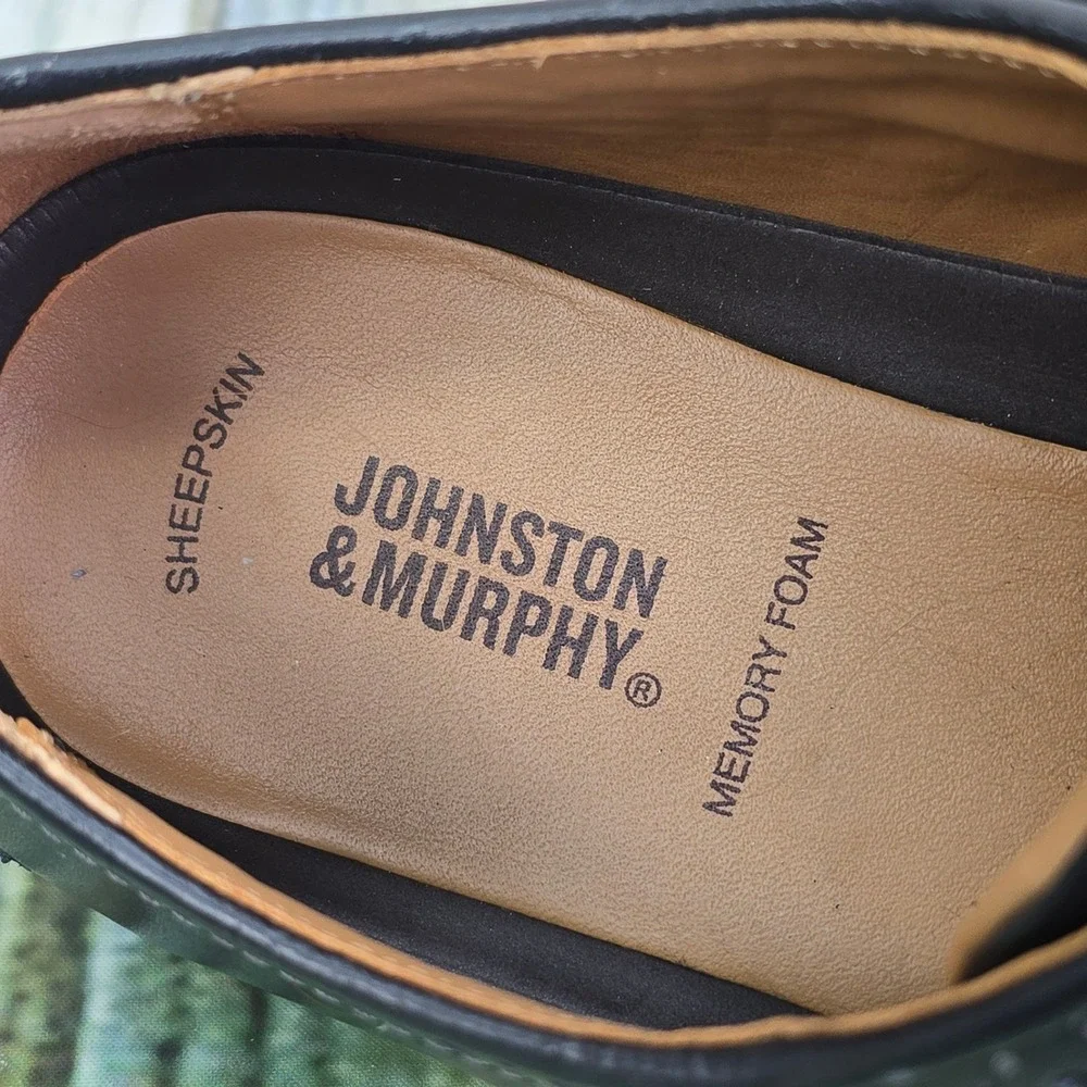 Johnston & Murphy Holden Plain Toe Oxford Men 10 Black Leather Hybrid Dress Shoe